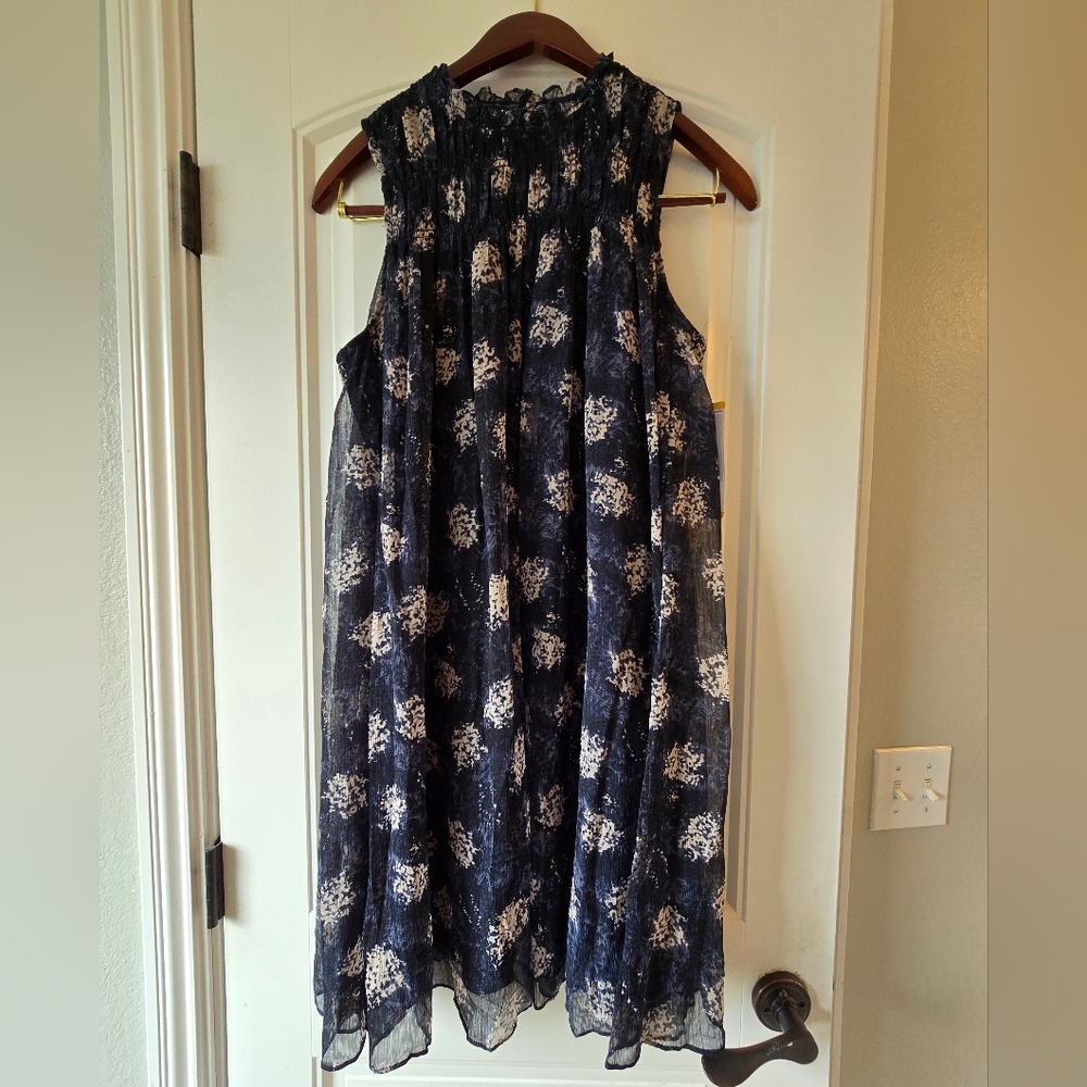 💙✨Joie Dress NWT Silk Blend Printed Sleeveless Shift Dress Navy Ivory M - Picture 8 of 13